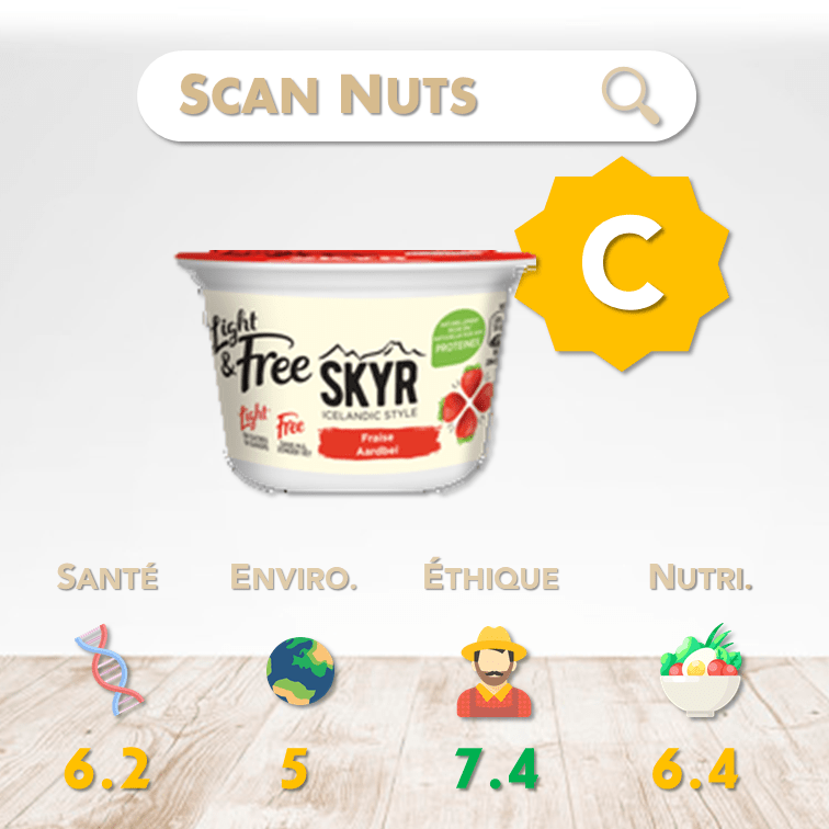 Danone skyr light and free fraise score scannuts