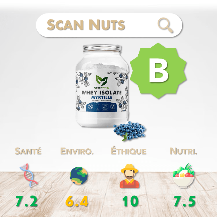Greenwhey isolate myrtille native biologique score scannuts