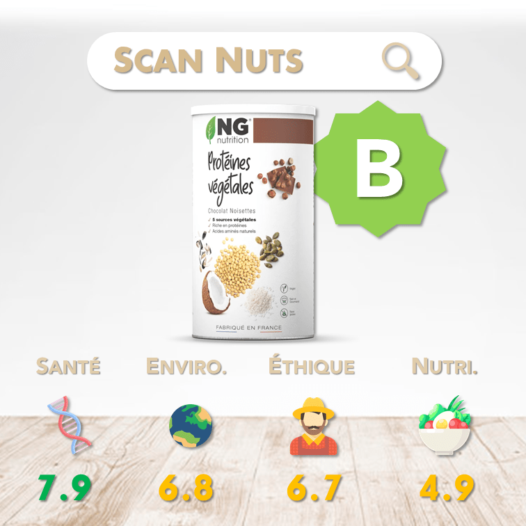 NG nutrition chocolat noisettes protéines végétales score scannuts