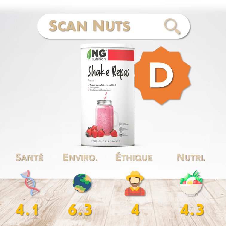 NG nutrition fraise shake repas score scannuts