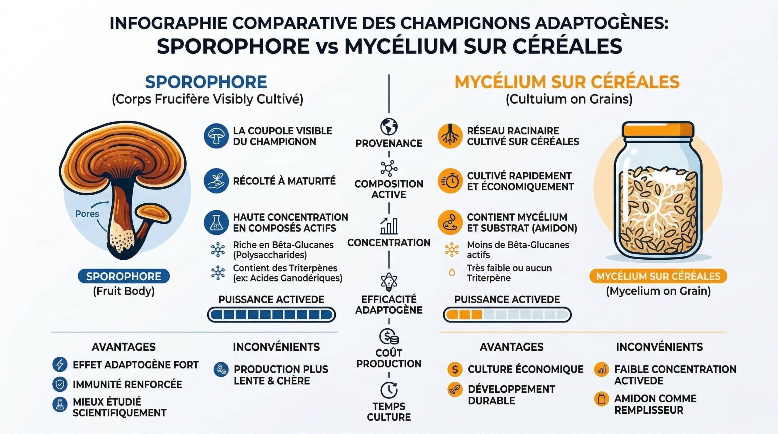 Champignons adaptogènes infographie
