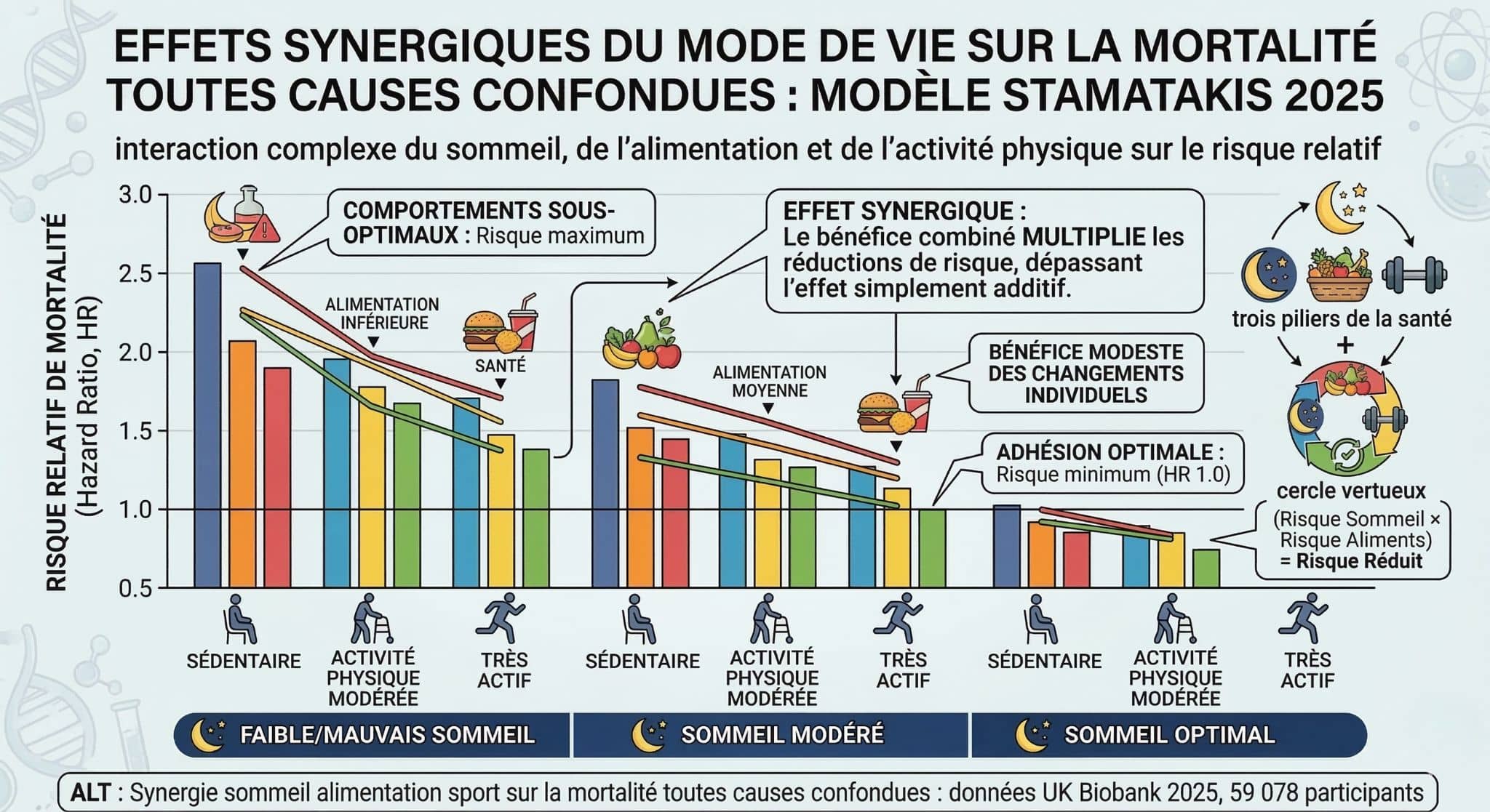 effets synergiques des 3 piliers sur la mortalité