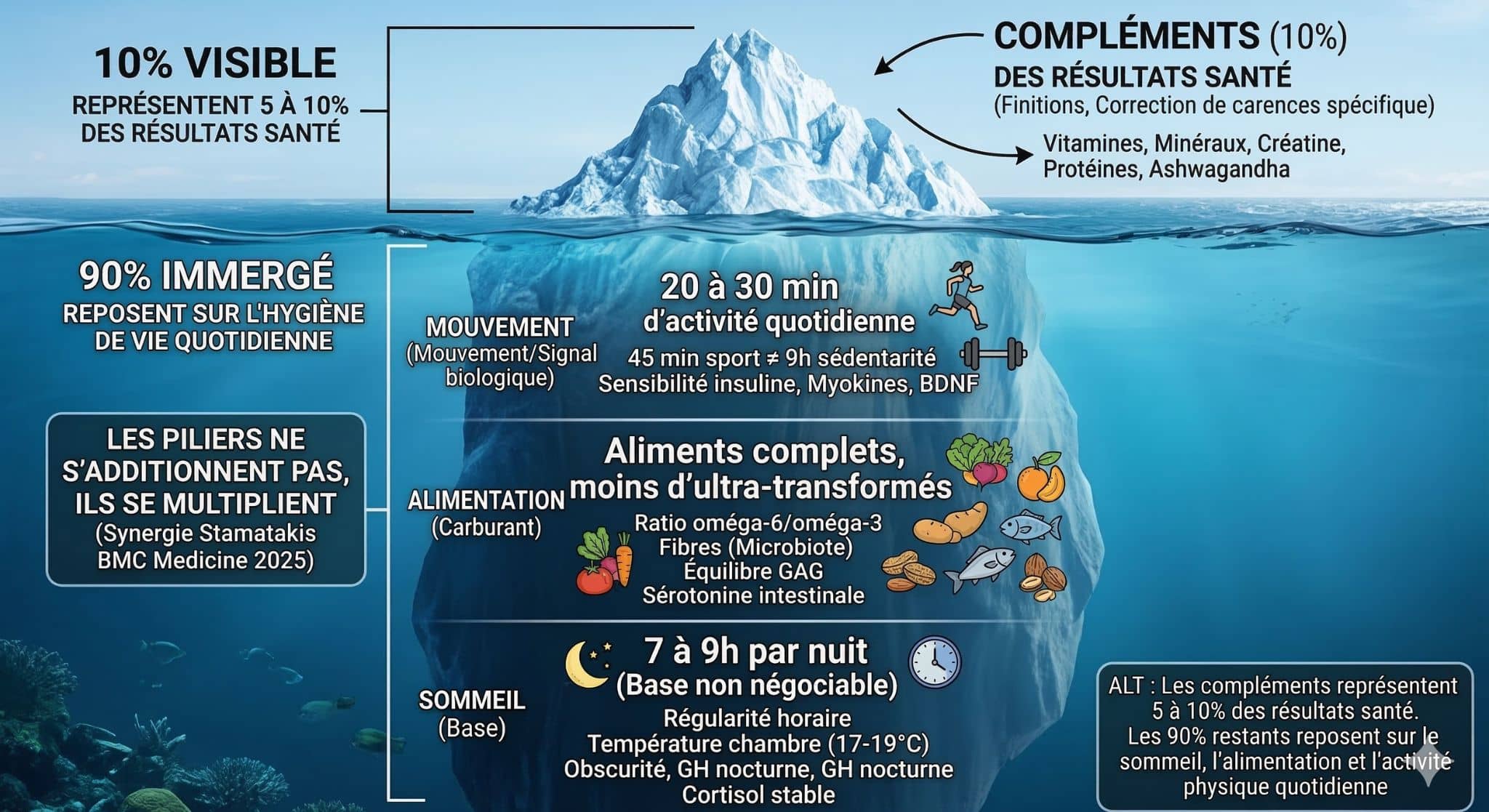 iceberg sommeil - alimentation - mouvement